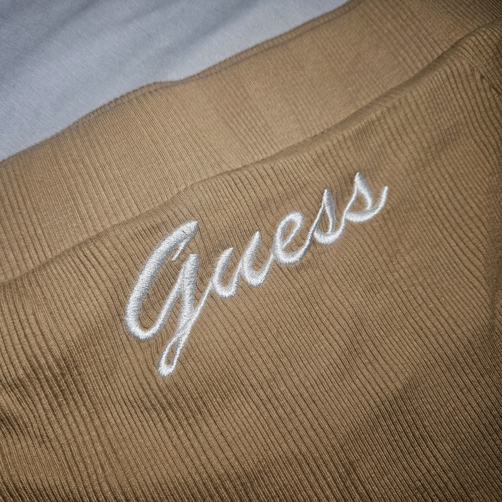 Guess Women's Tan Ribbed Off-Shoulder Top - Picture 3 of 5